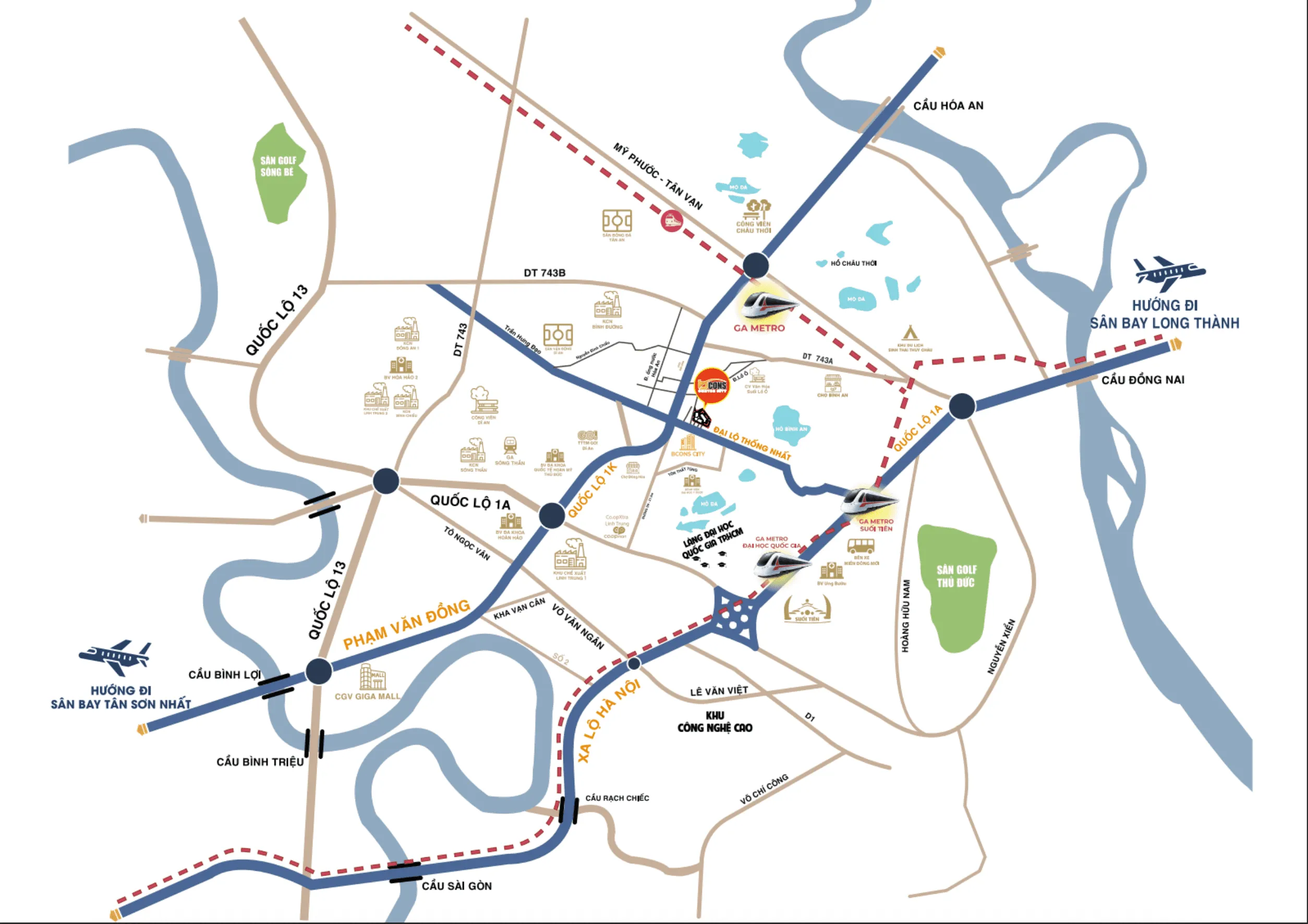 Bản đồ vị trí Bcons Center City